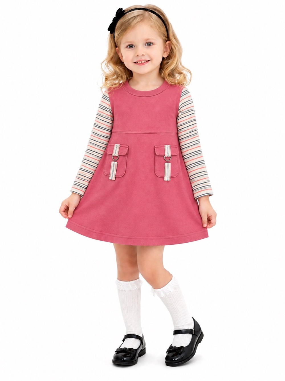 Burberry Girls Classic Swing Dress Long Sleeve Iconic Pink Nova Check Mini Dress